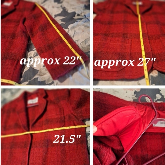 EUC Vintage union tag 85% mohair & wool red plaid blazer - Picture 12 of 13